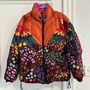 FARM Rio Printed Macaw Mixed Media Puffer